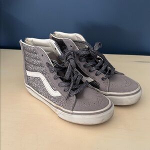 Vans Kids Gray Glitter High-Top Sneakers